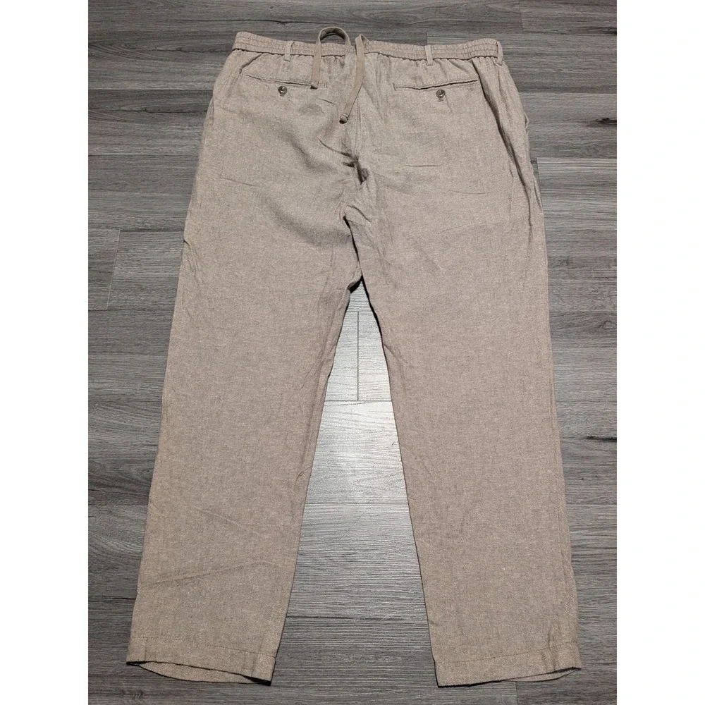Banana Republic Men's Brown Linen Cotton Drawstring Athletic Fit Pant Size 38x32